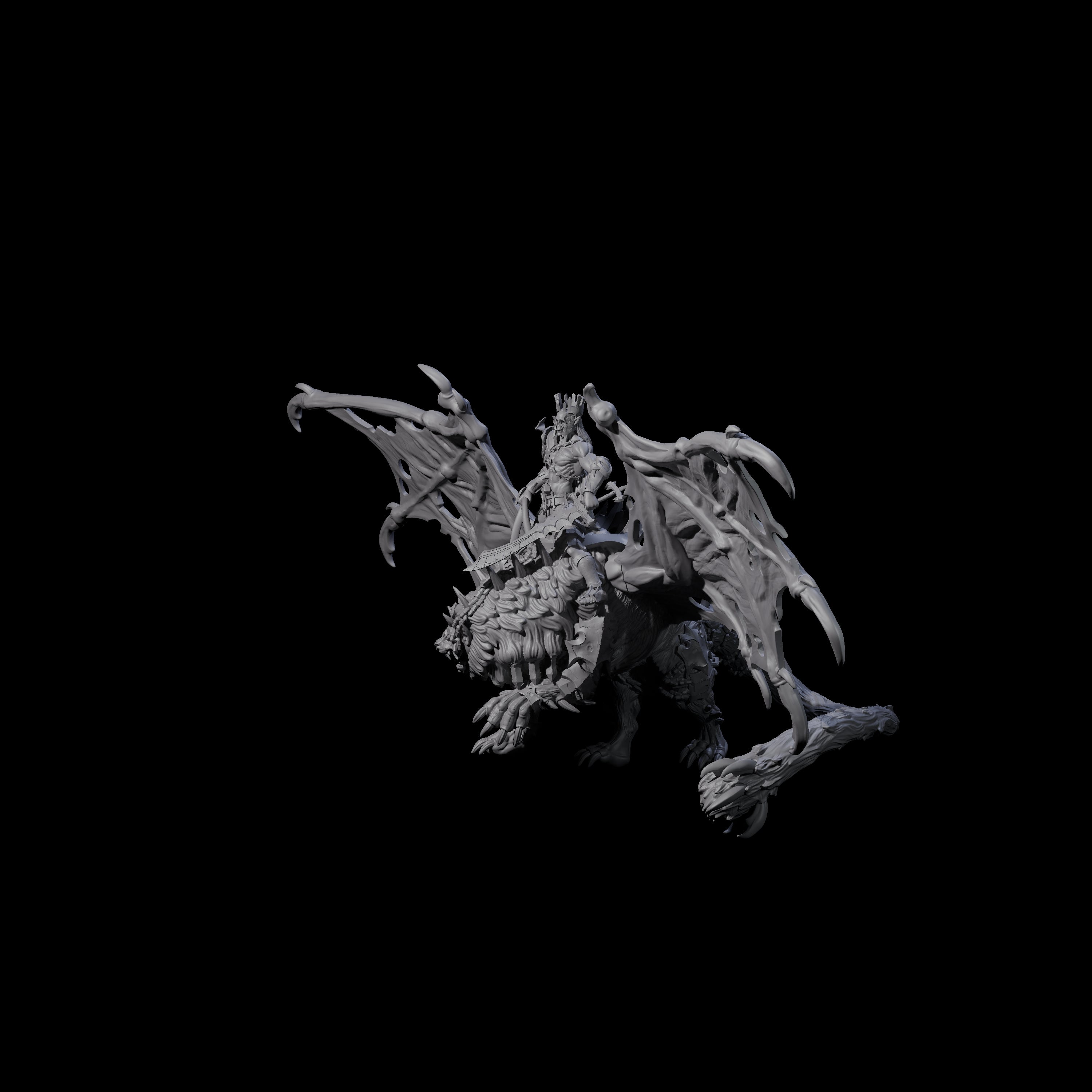 Swooping Dark Elf Manticore Rider D Miniature for Dungeons and Dragons, Pathfinder or other TTRPGs