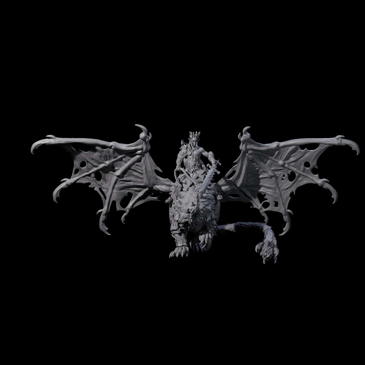Swooping Dark Elf Manticore Rider D Miniature for Dungeons and Dragons, Pathfinder or other TTRPGs