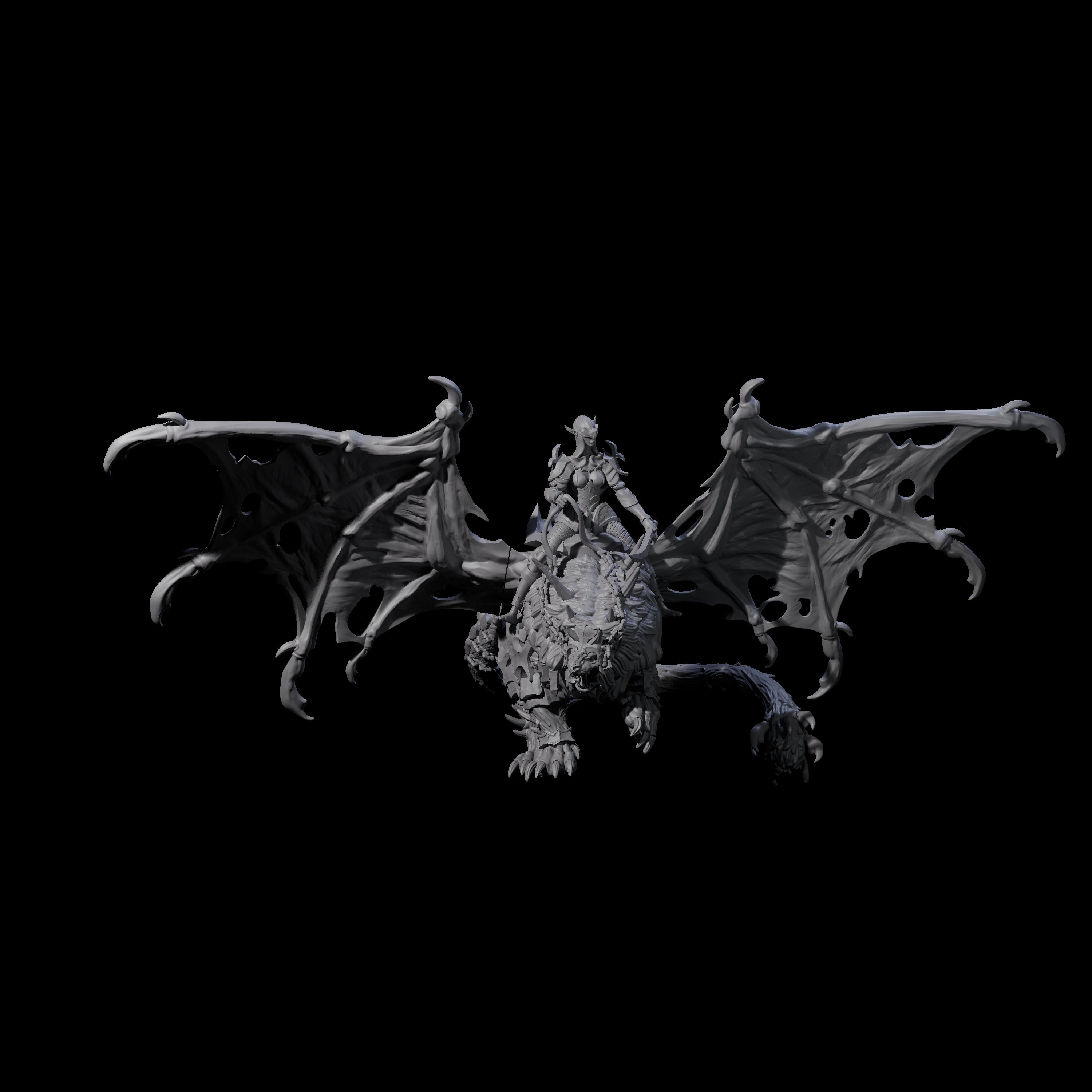 Swooping Dark Elf Manticore Rider E Miniature for Dungeons and Dragons, Pathfinder or other TTRPGs