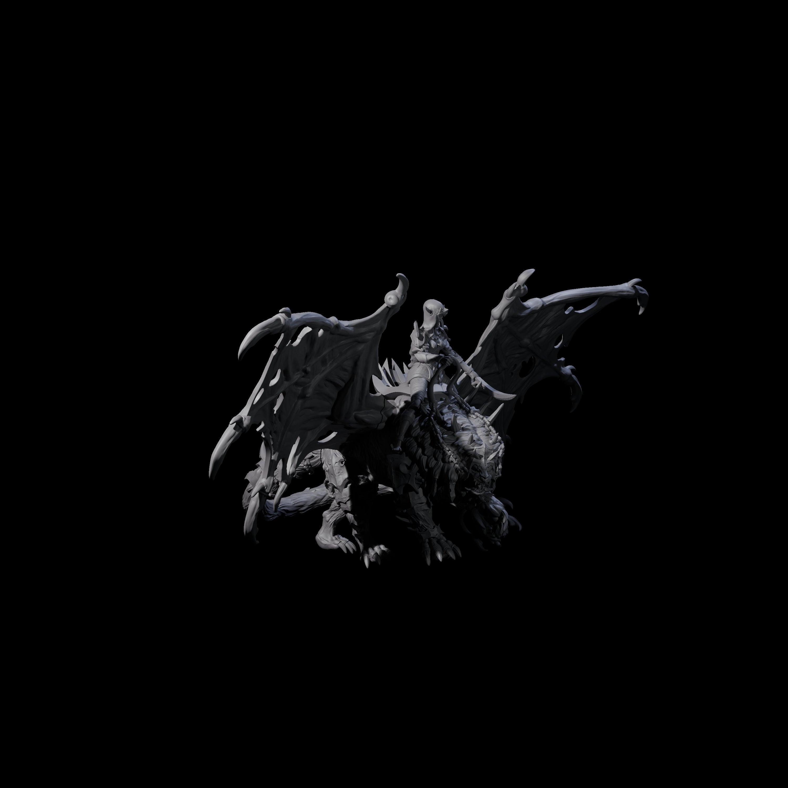 Swooping Dark Elf Manticore Rider E Miniature for Dungeons and Dragons, Pathfinder or other TTRPGs