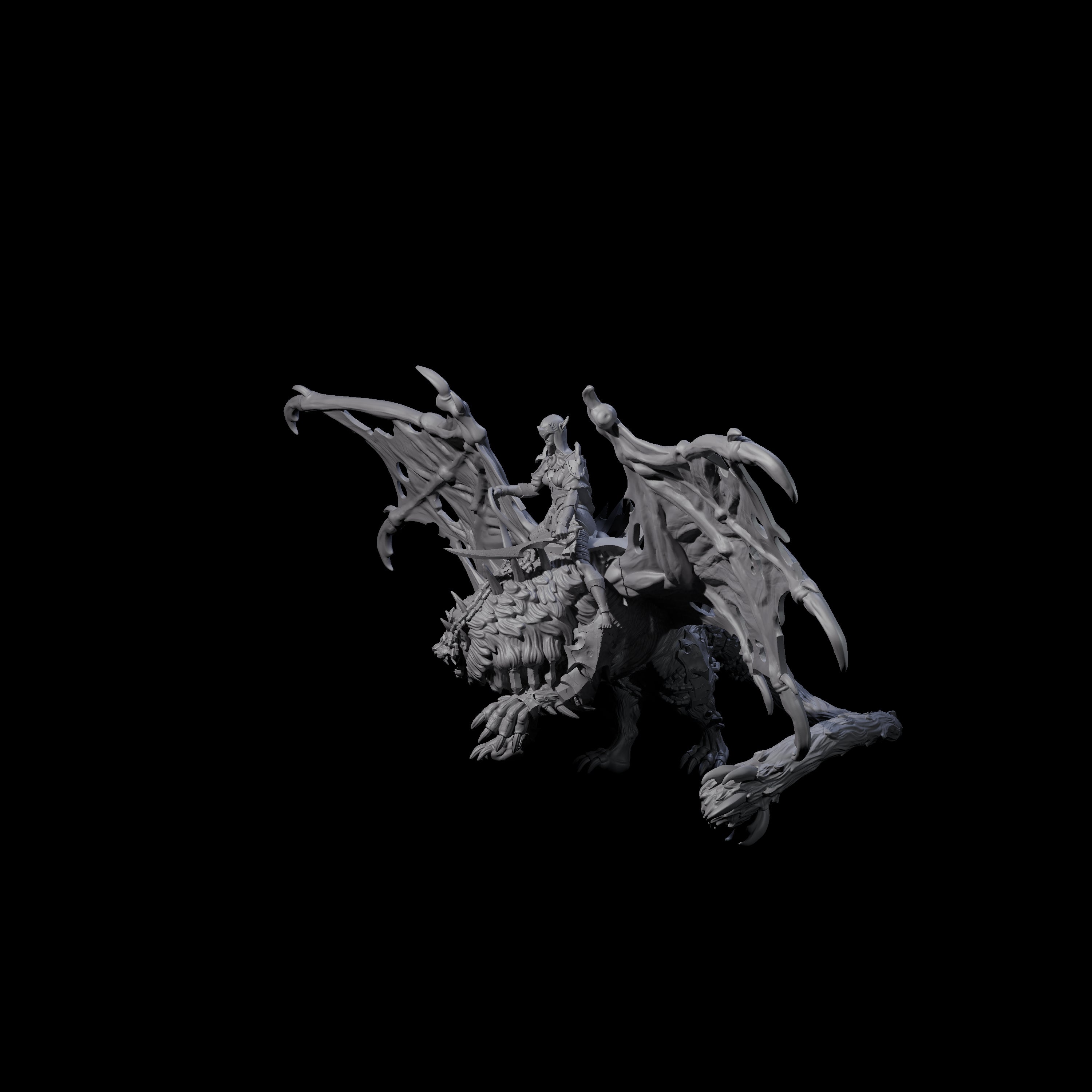 Swooping Dark Elf Manticore Rider E Miniature for Dungeons and Dragons, Pathfinder or other TTRPGs