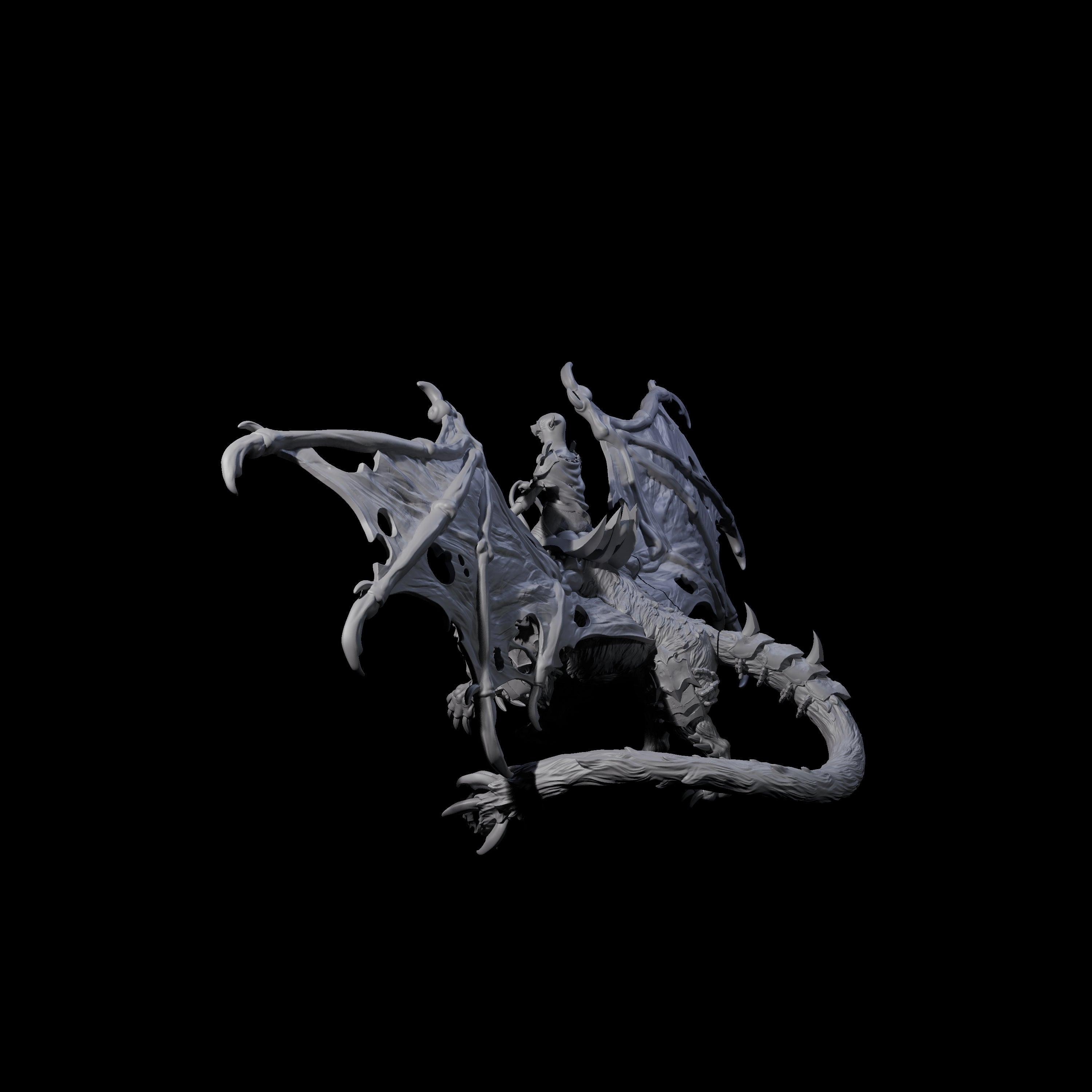 Swooping Dark Elf Manticore Rider E Miniature for Dungeons and Dragons, Pathfinder or other TTRPGs