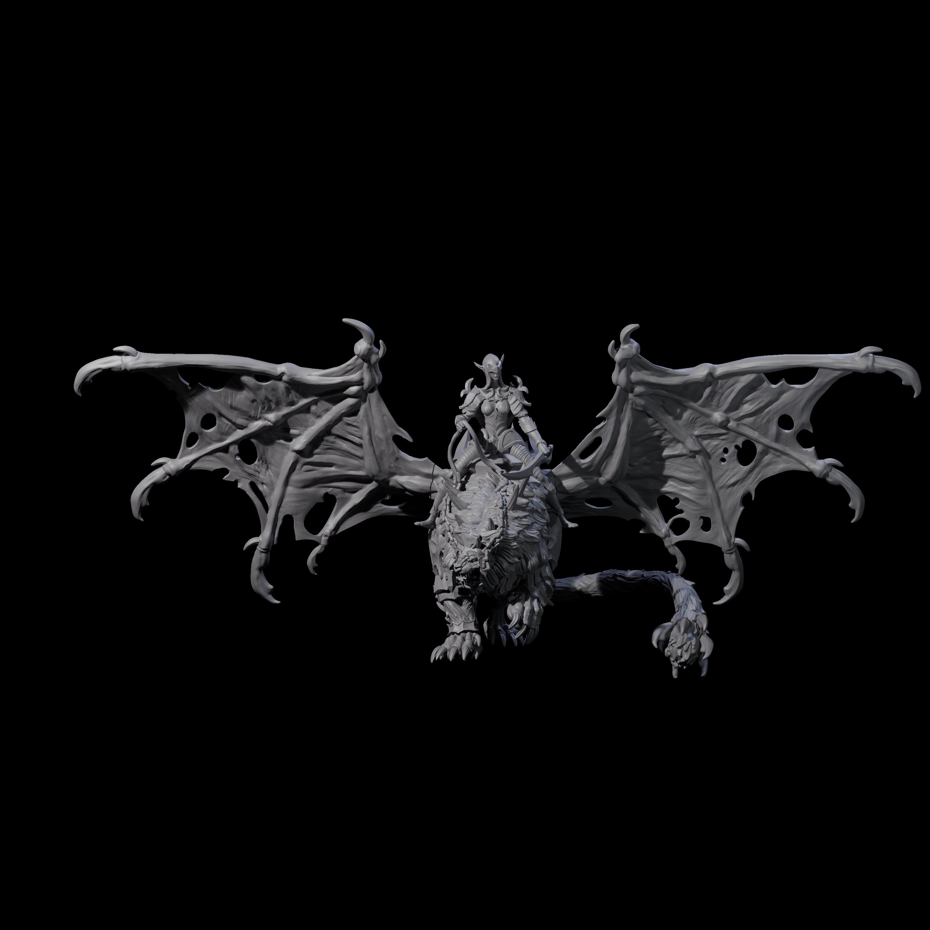 Swooping Dark Elf Manticore Rider E Miniature for Dungeons and Dragons, Pathfinder or other TTRPGs