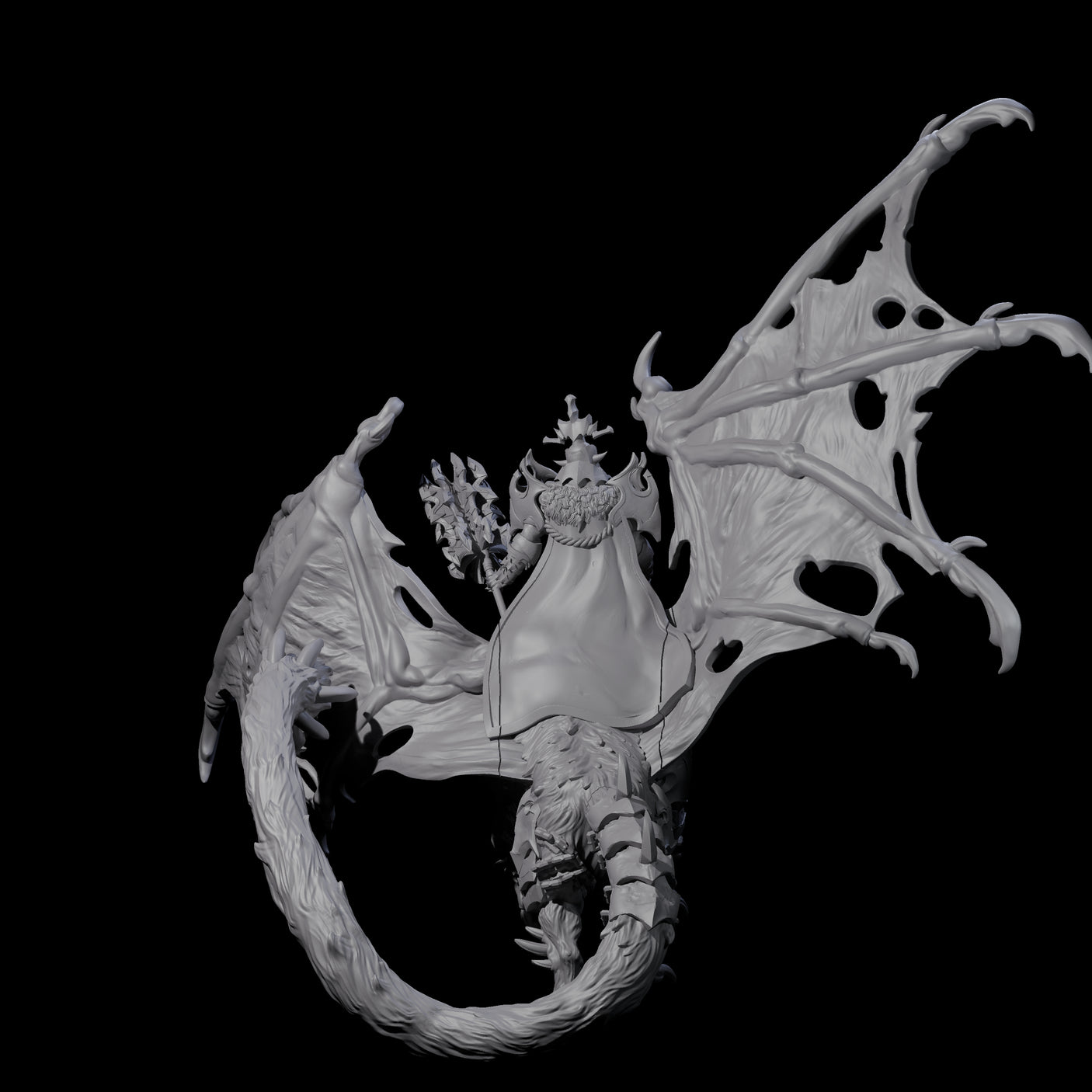 Swooping Dark Elf Manticore Rider F Miniature for Dungeons and Dragons, Pathfinder or other TTRPGs