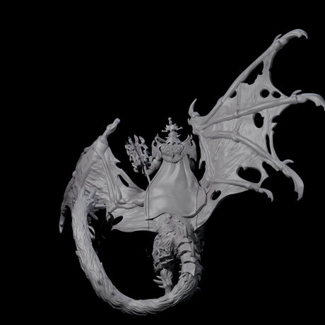 Swooping Dark Elf Manticore Rider F Miniature for Dungeons and Dragons, Pathfinder or other TTRPGs