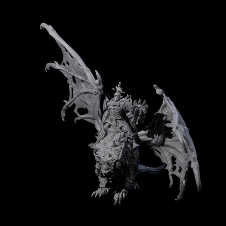 Swooping Dark Elf Manticore Rider F Miniature for Dungeons and Dragons, Pathfinder or other TTRPGs