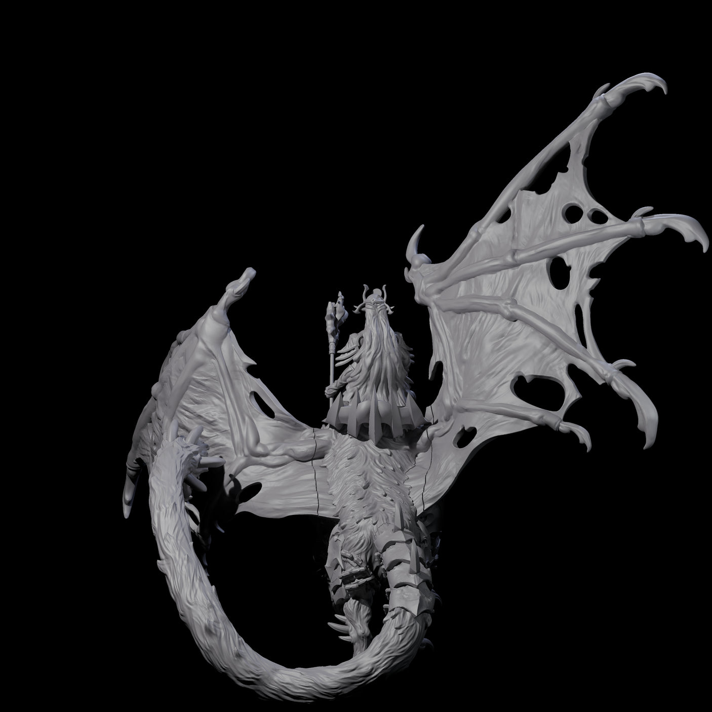 Swooping Dark Elf Manticore Rider G Miniature for Dungeons and Dragons, Pathfinder or other TTRPGs
