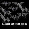 Swooping Dark Elf Manticore Riders Miniature for Dungeons and Dragons, Pathfinder or other TTRPGs