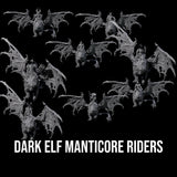 Swooping Dark Elf Manticore Riders Miniature for Dungeons and Dragons, Pathfinder or other TTRPGs