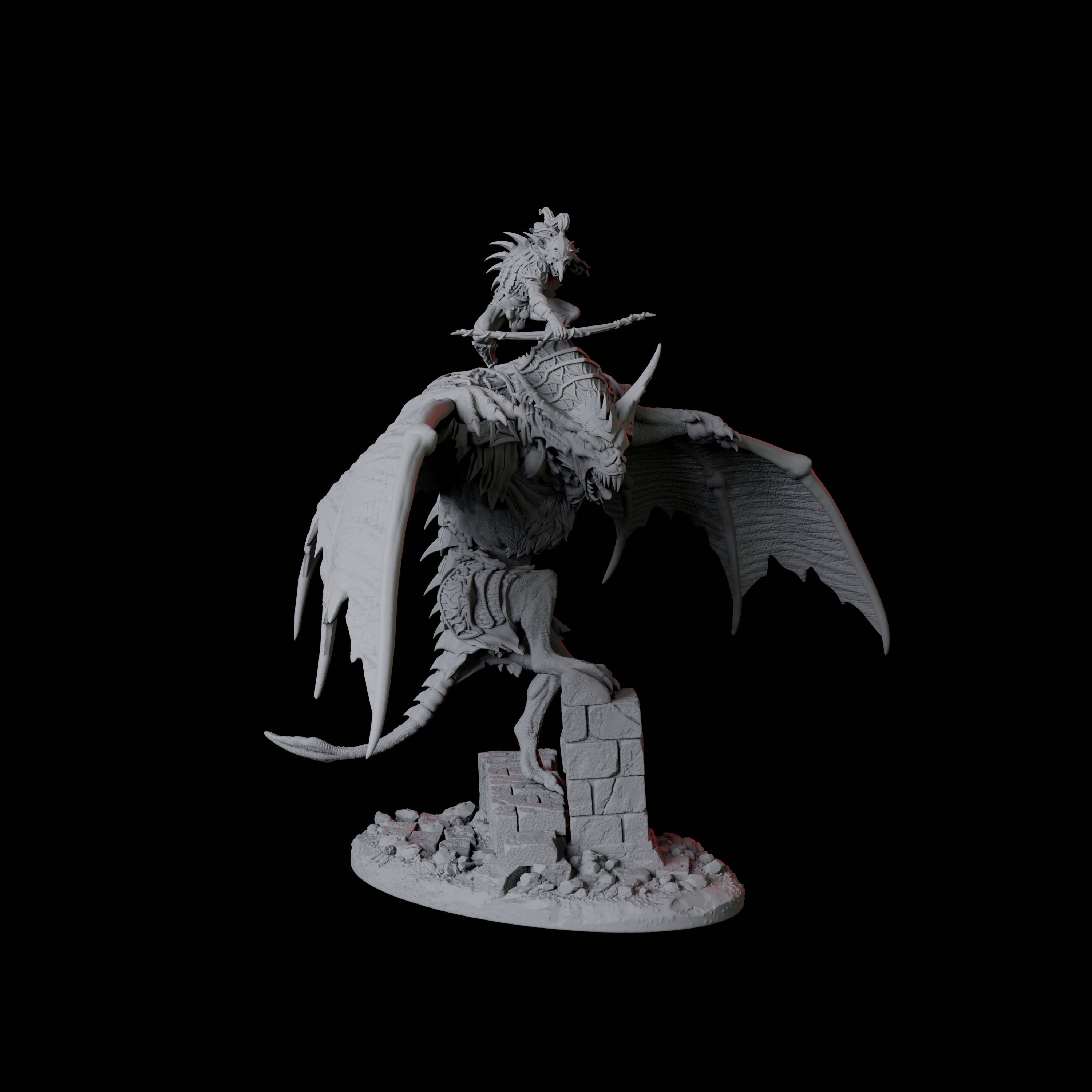 Swooping Vampire Spawn on Giant Bat A Miniature for Dungeons and Dragons, Pathfinder or other TTRPGs