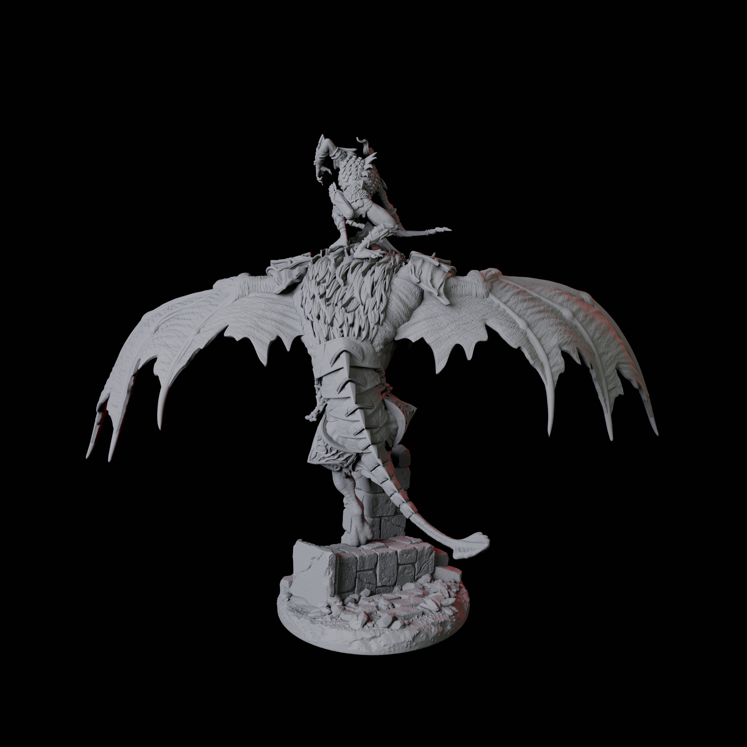 Swooping Vampire Spawn on Giant Bat A Miniature for Dungeons and Dragons, Pathfinder or other TTRPGs