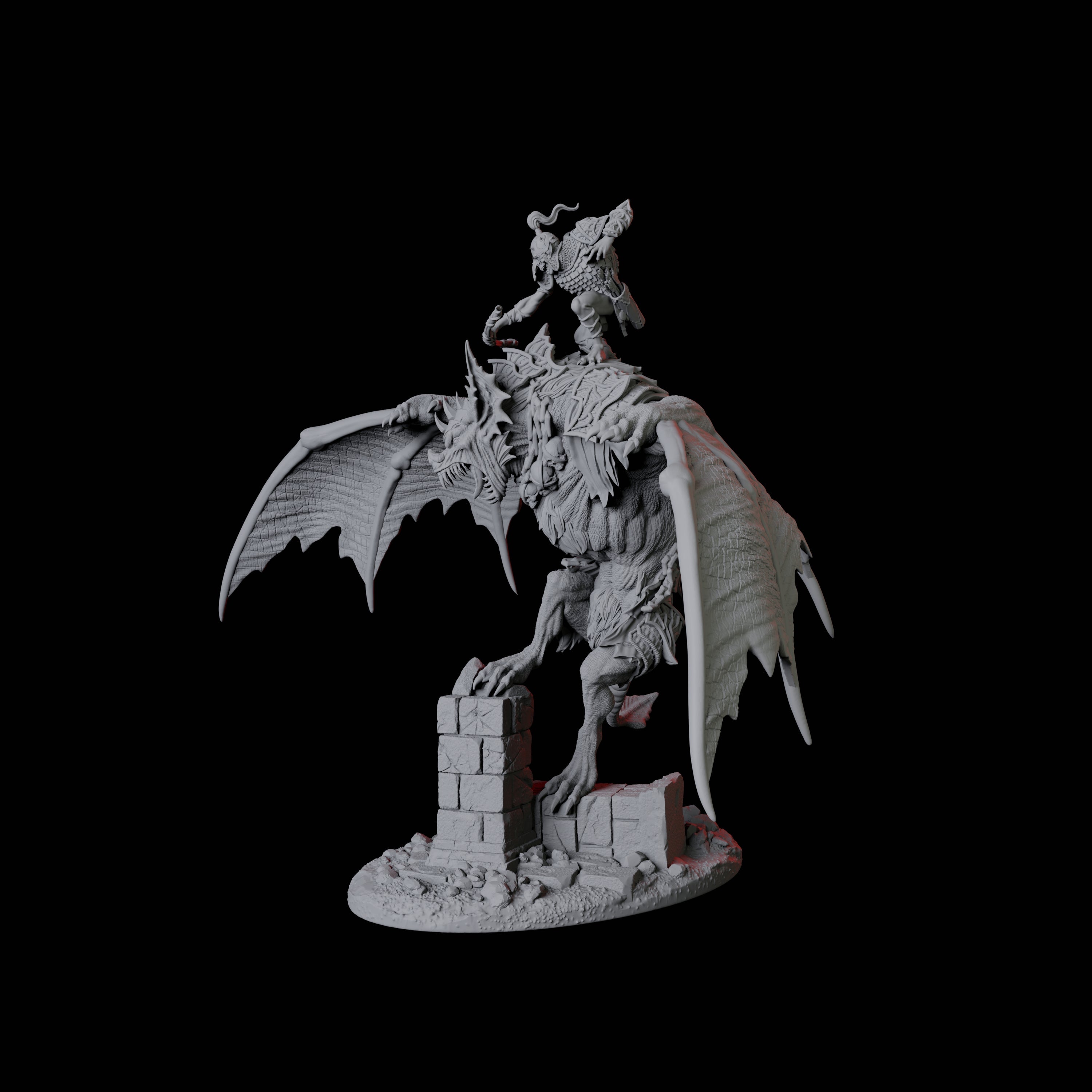Swooping Vampire Spawn on Giant Bat A Miniature for Dungeons and Dragons, Pathfinder or other TTRPGs