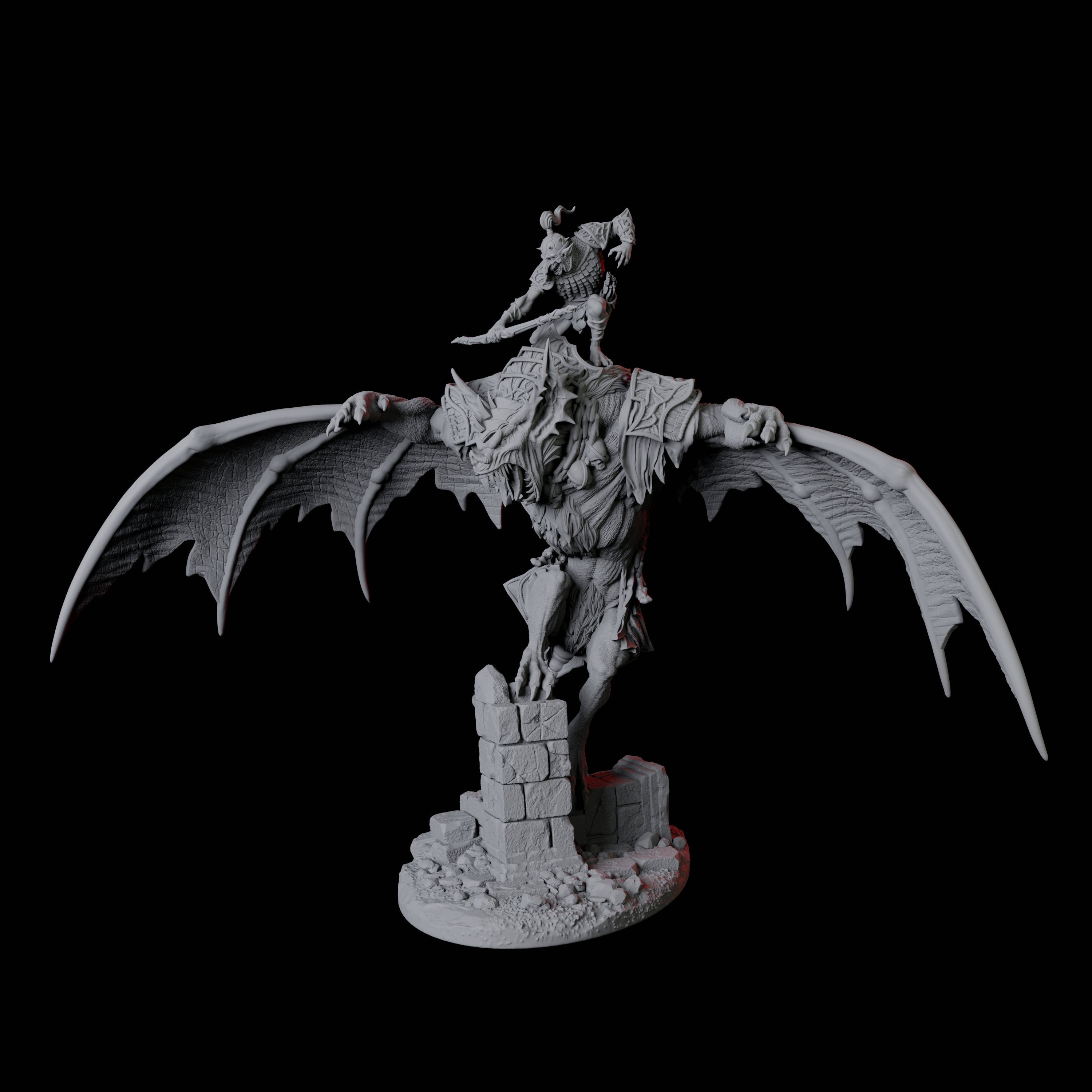 Swooping Vampire Spawn on Giant Bat A Miniature for Dungeons and Dragons, Pathfinder or other TTRPGs