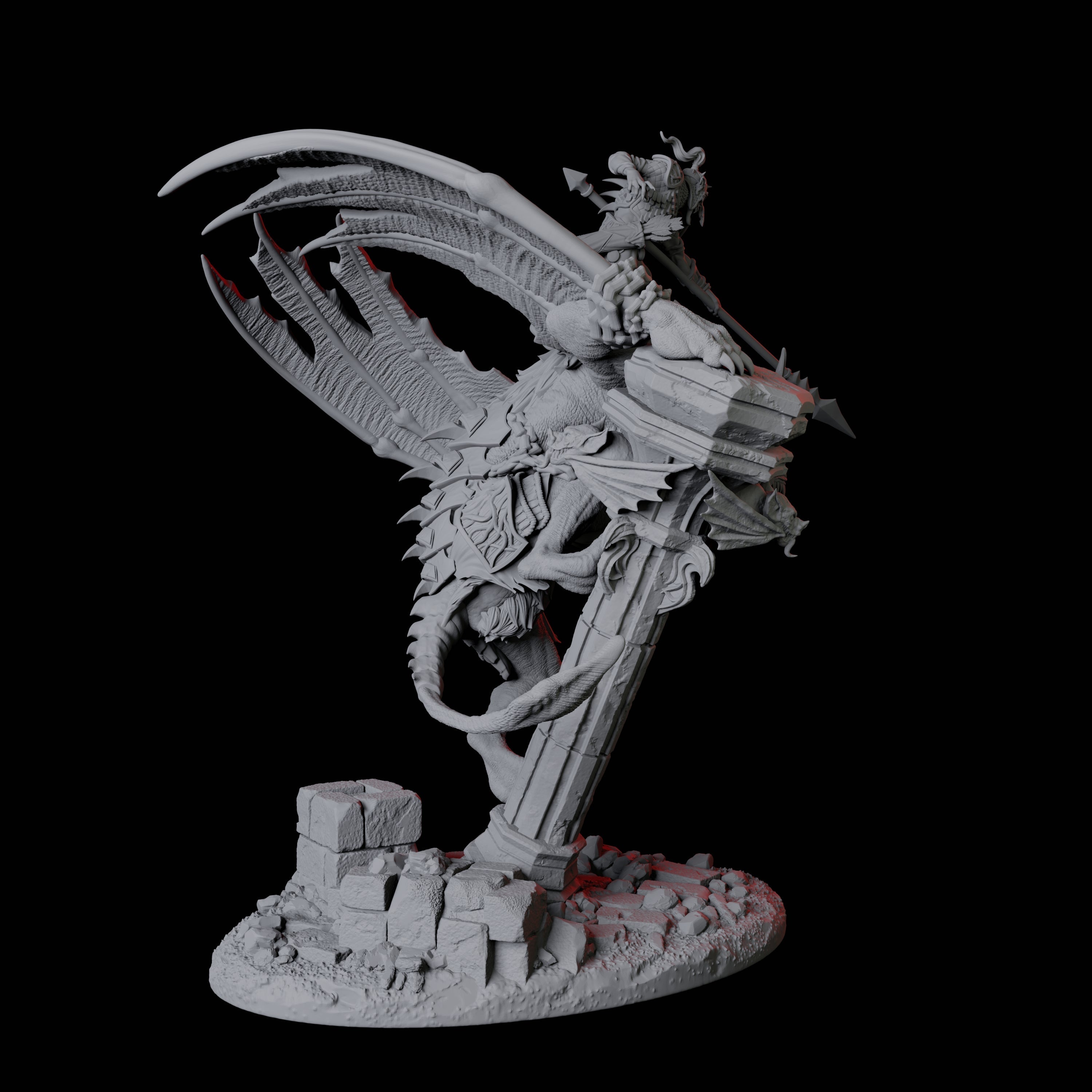 Swooping Vampire Spawn on Giant Bat C Miniature for Dungeons and Dragons, Pathfinder or other TTRPGs