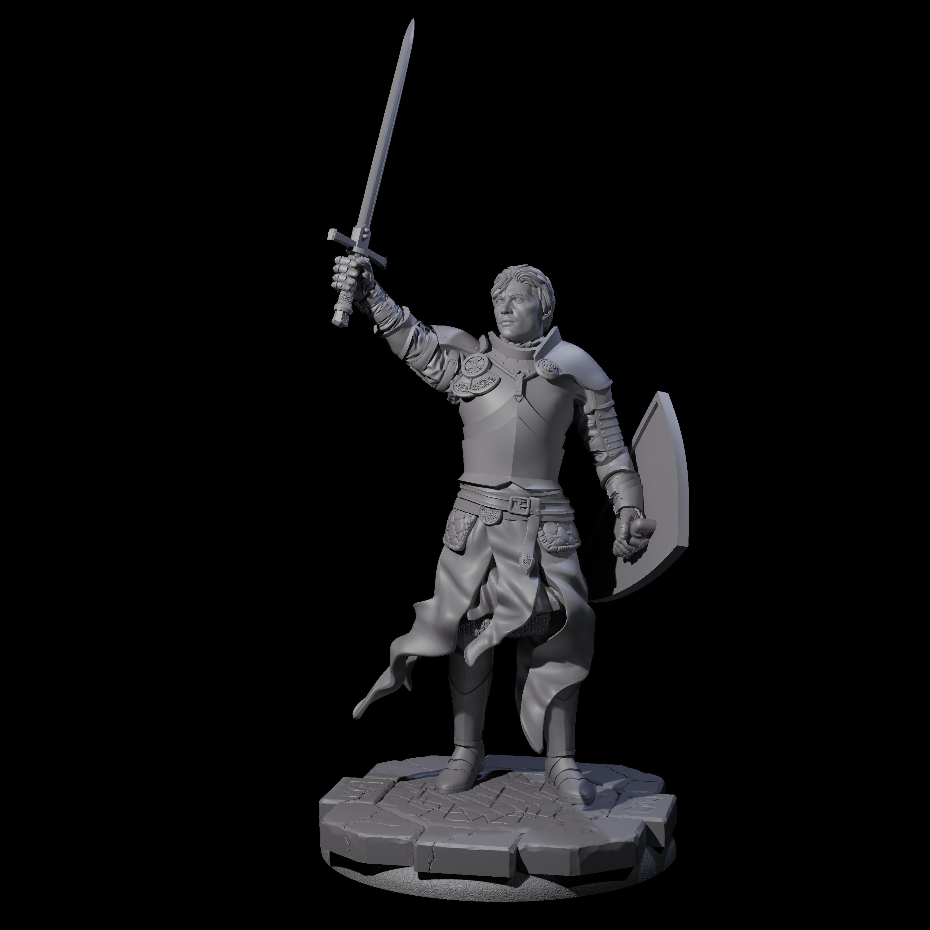 Sword Raised Paladin Knight Miniature for Dungeons and Dragons, Pathfinder or other TTRPGs