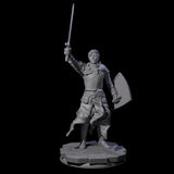 Sword Raised Paladin Knight Miniature for Dungeons and Dragons, Pathfinder or other TTRPGs