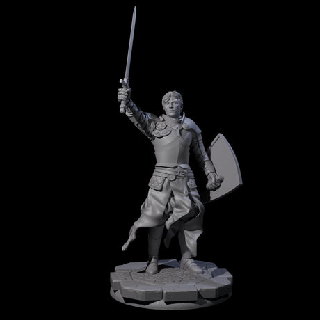 Sword Raised Paladin Knight Miniature for Dungeons and Dragons, Pathfinder or other TTRPGs