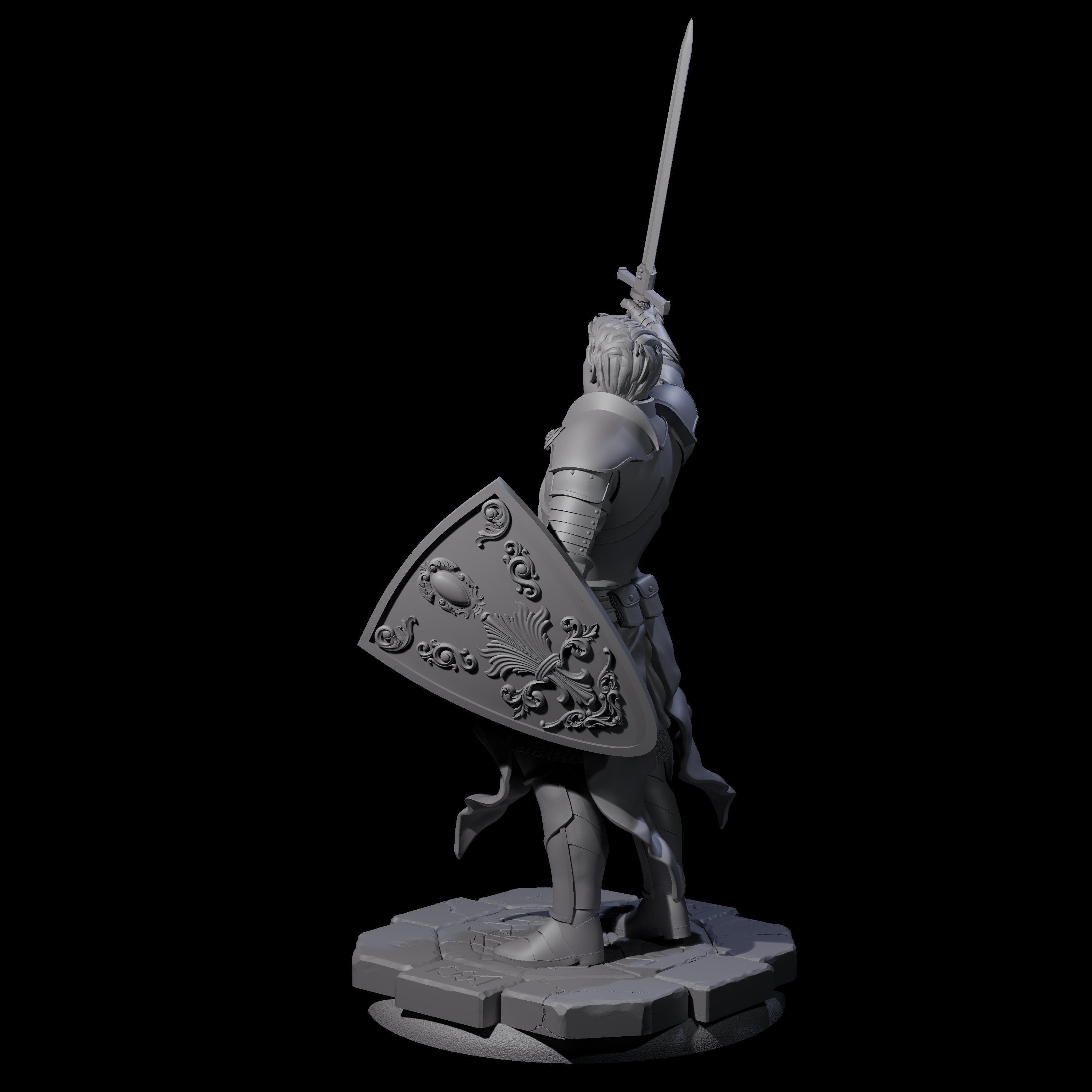 Sword Raised Paladin Knight Miniature for Dungeons and Dragons, Pathfinder or other TTRPGs