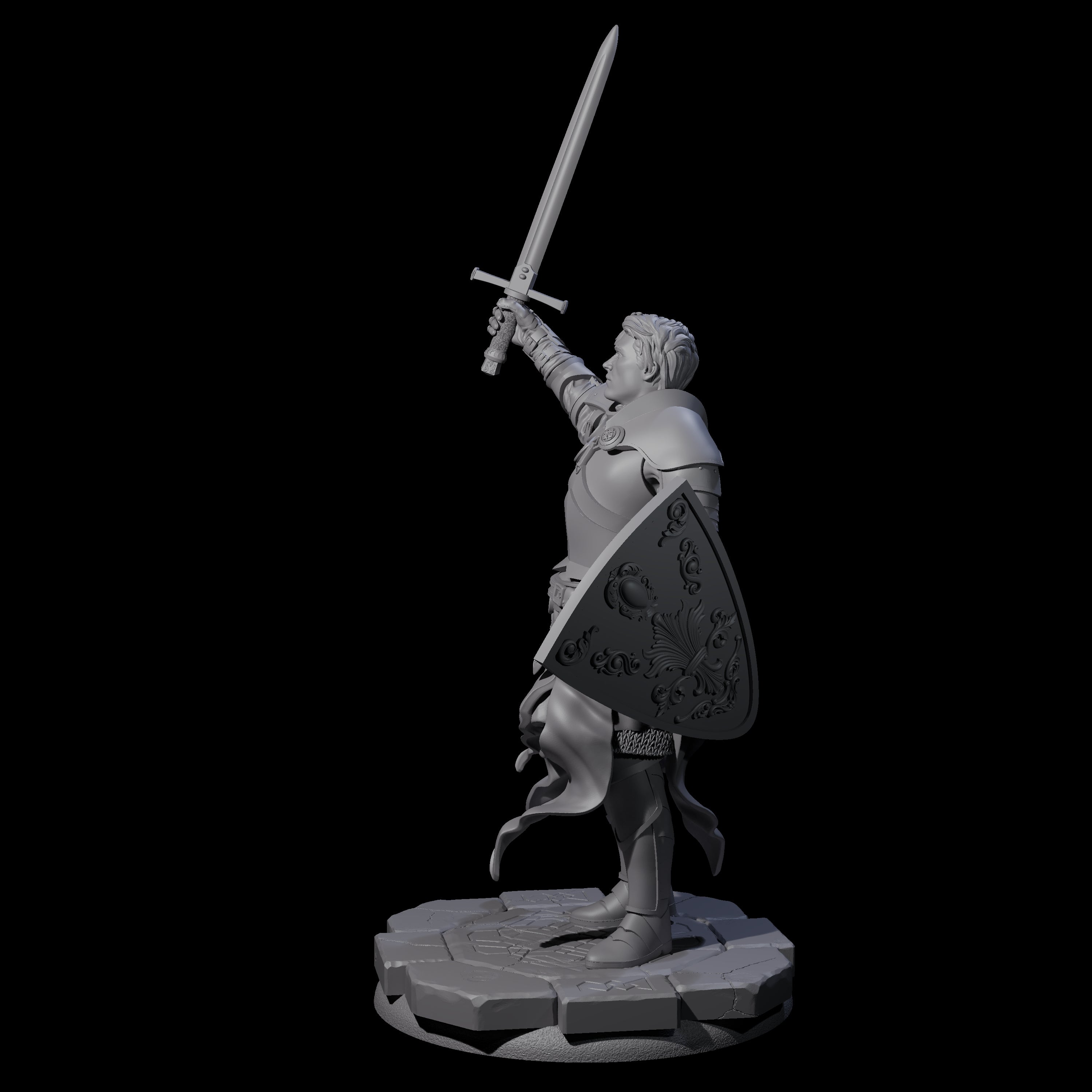 Sword Raised Paladin Knight Miniature for Dungeons and Dragons, Pathfinder or other TTRPGs