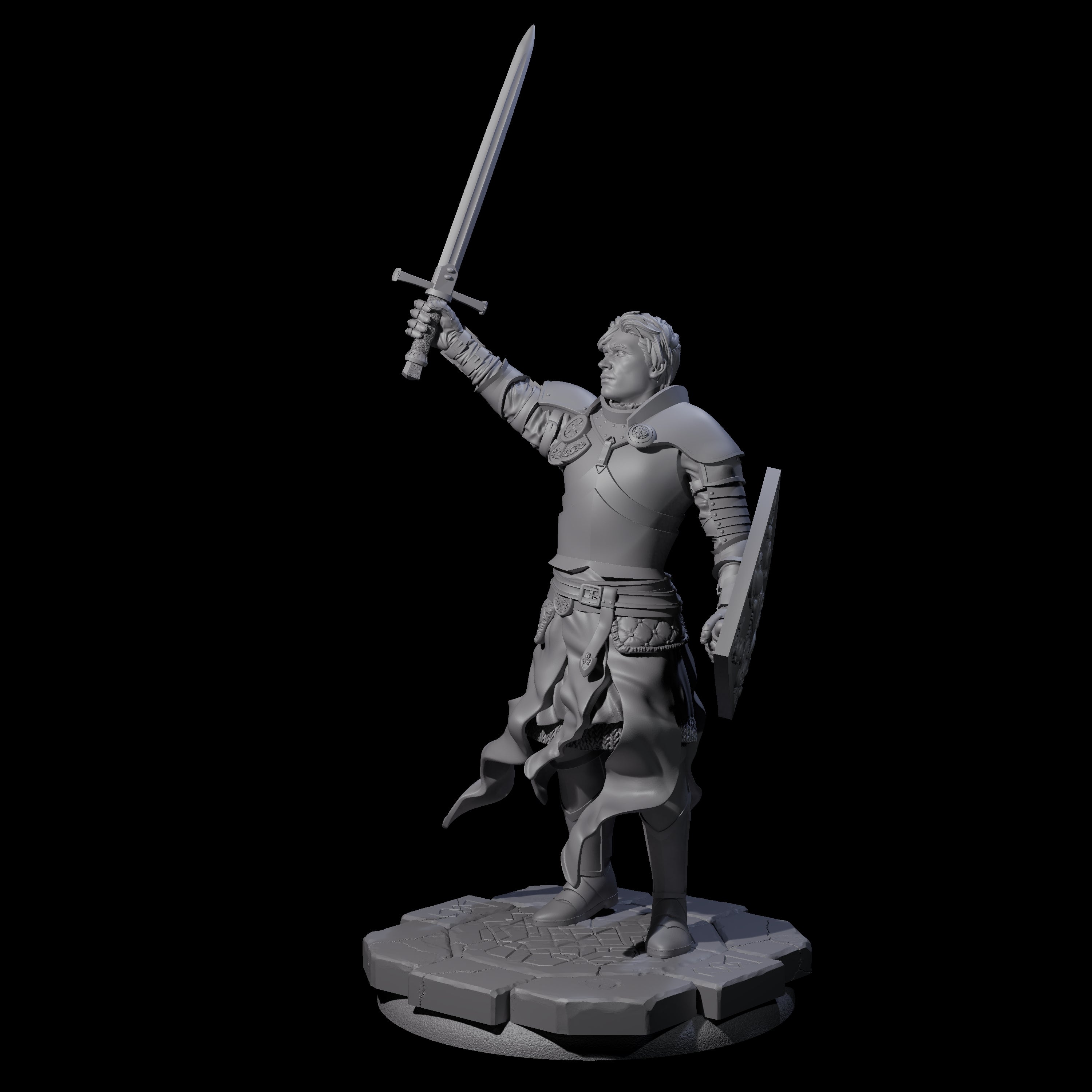Sword Raised Paladin Knight Miniature for Dungeons and Dragons, Pathfinder or other TTRPGs