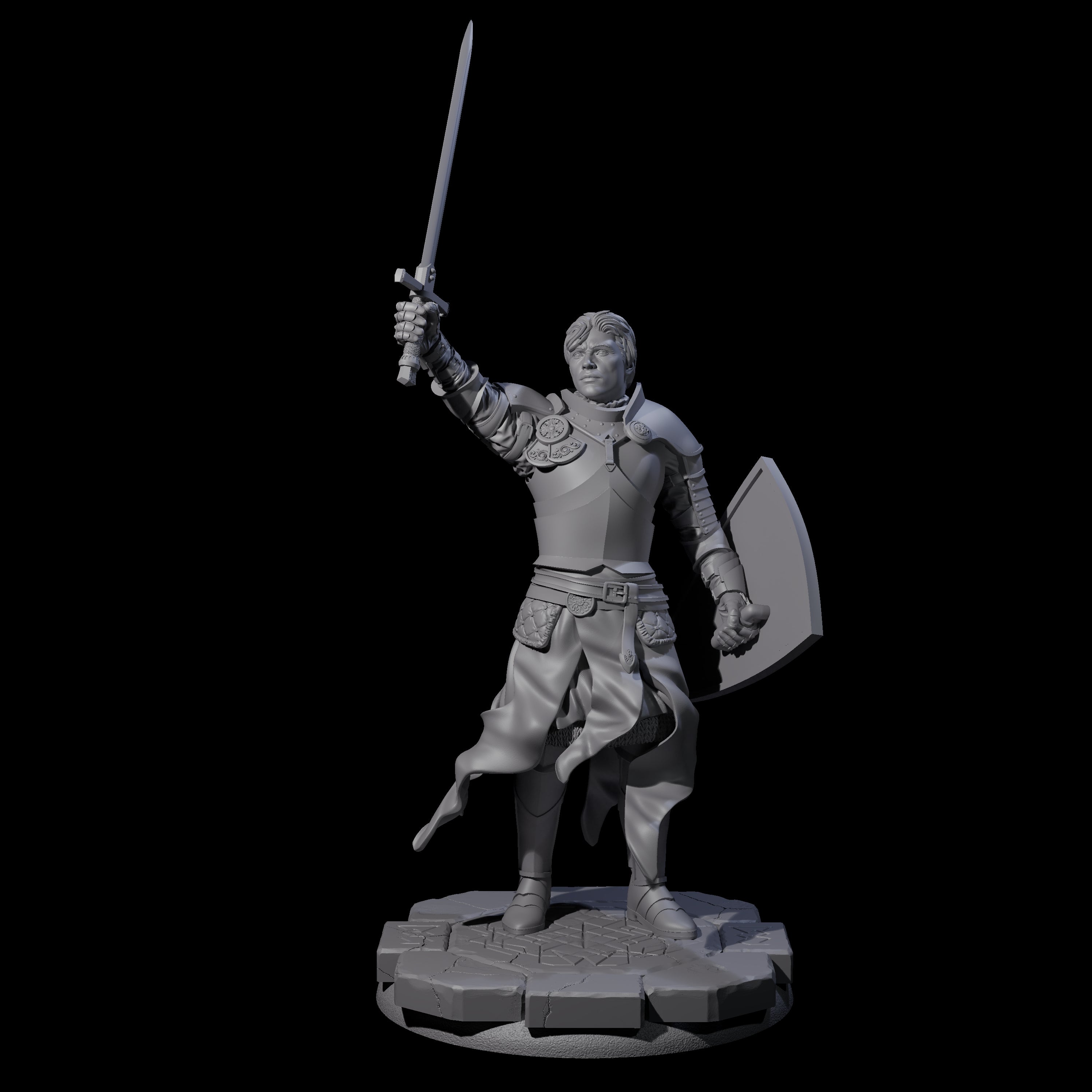 Sword Raised Paladin Knight Miniature for Dungeons and Dragons, Pathfinder or other TTRPGs