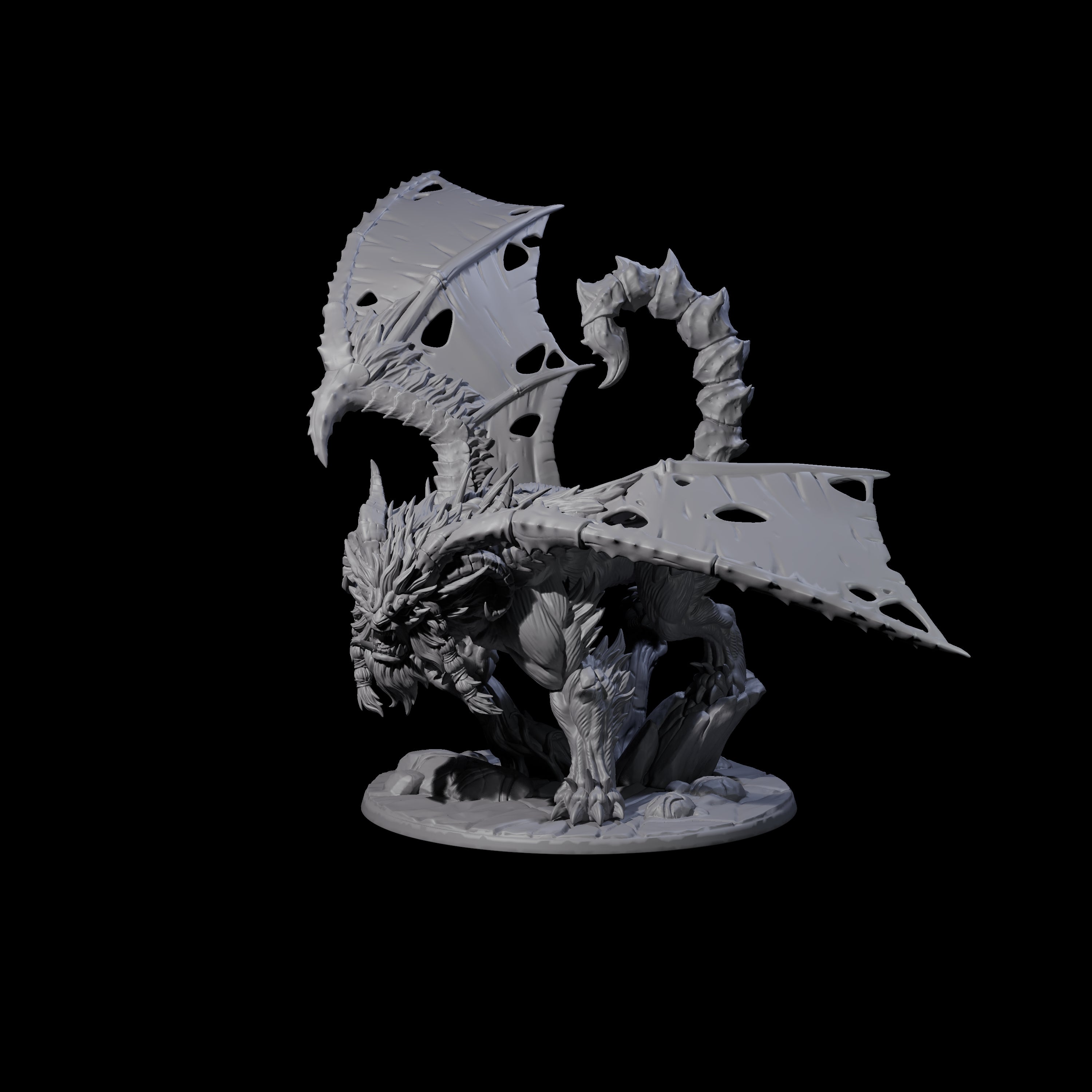 Tattered Manticore Miniature for Dungeons and Dragons, Pathfinder or other TTRPGs