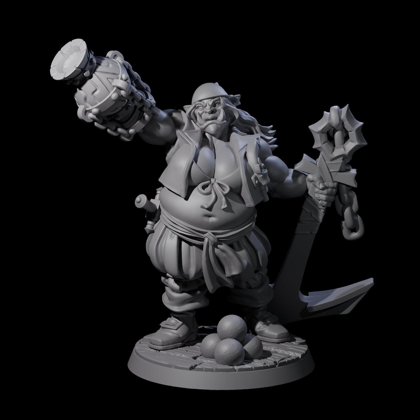 Tenacious Half Orc Quartermaster Pirate Miniature for Dungeons and Dragons, Pathfinder or other TTRPGs