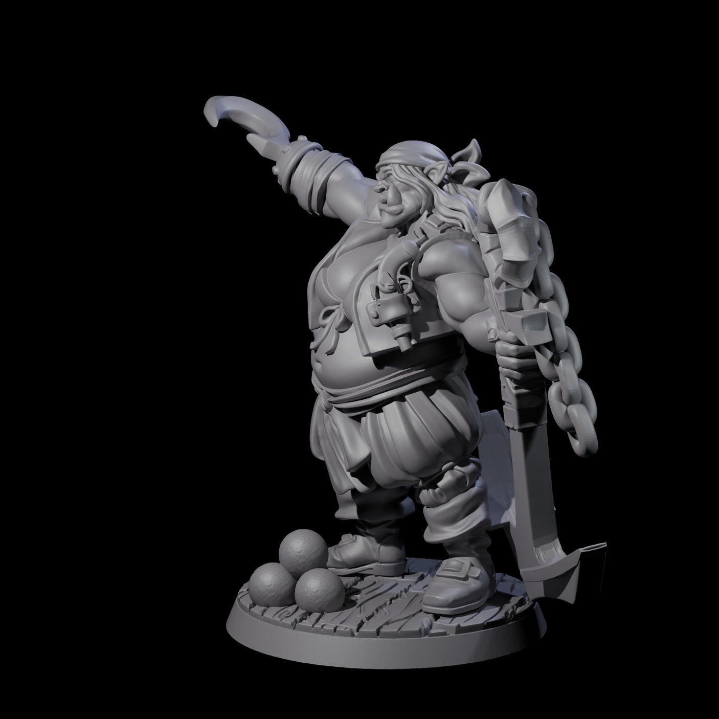 Tenacious Half Orc Quartermaster Pirate Miniature for Dungeons and Dragons, Pathfinder or other TTRPGs