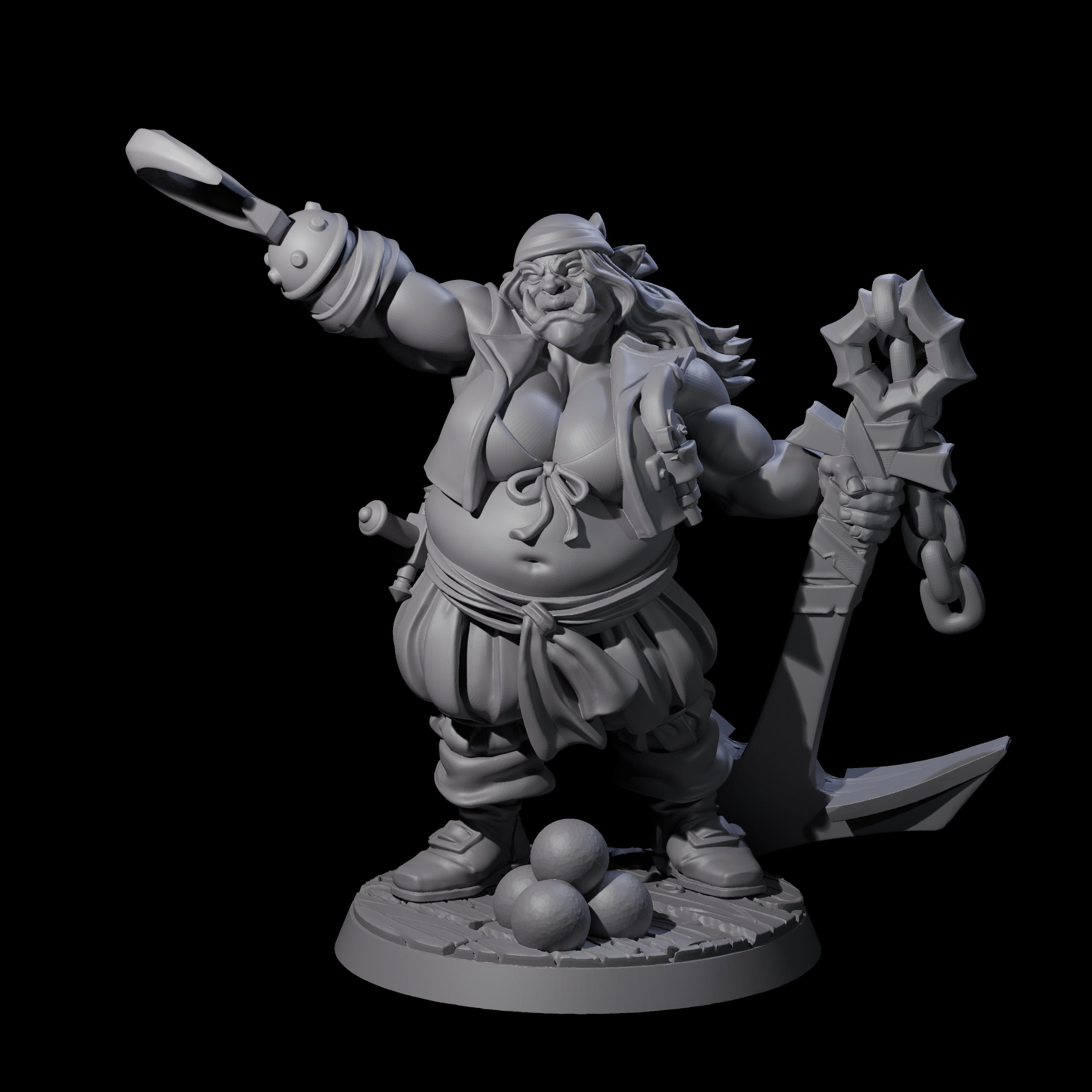 Tenacious Half Orc Quartermaster Pirate Miniature for Dungeons and Dragons, Pathfinder or other TTRPGs