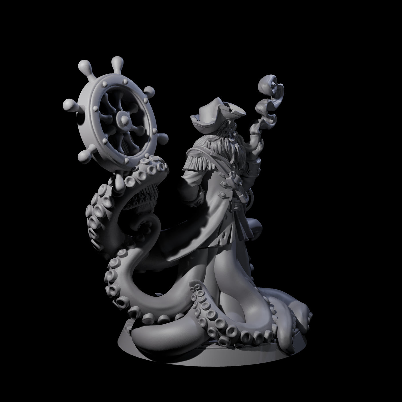Tentacly Captain of the Seven Seas Miniature for Dungeons and Dragons, Pathfinder or other TTRPGs