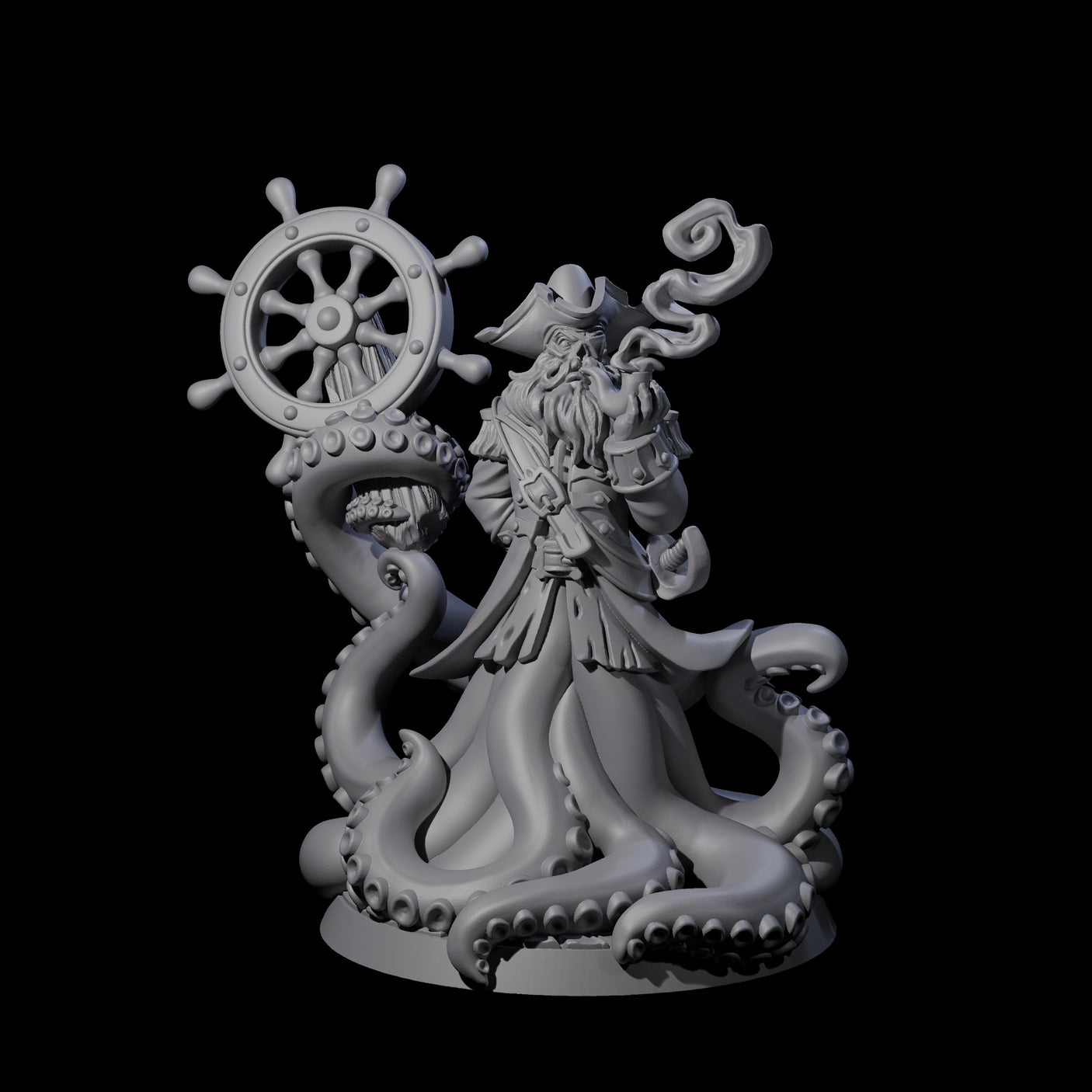 Tentacly Captain of the Seven Seas Miniature for Dungeons and Dragons, Pathfinder or other TTRPGs