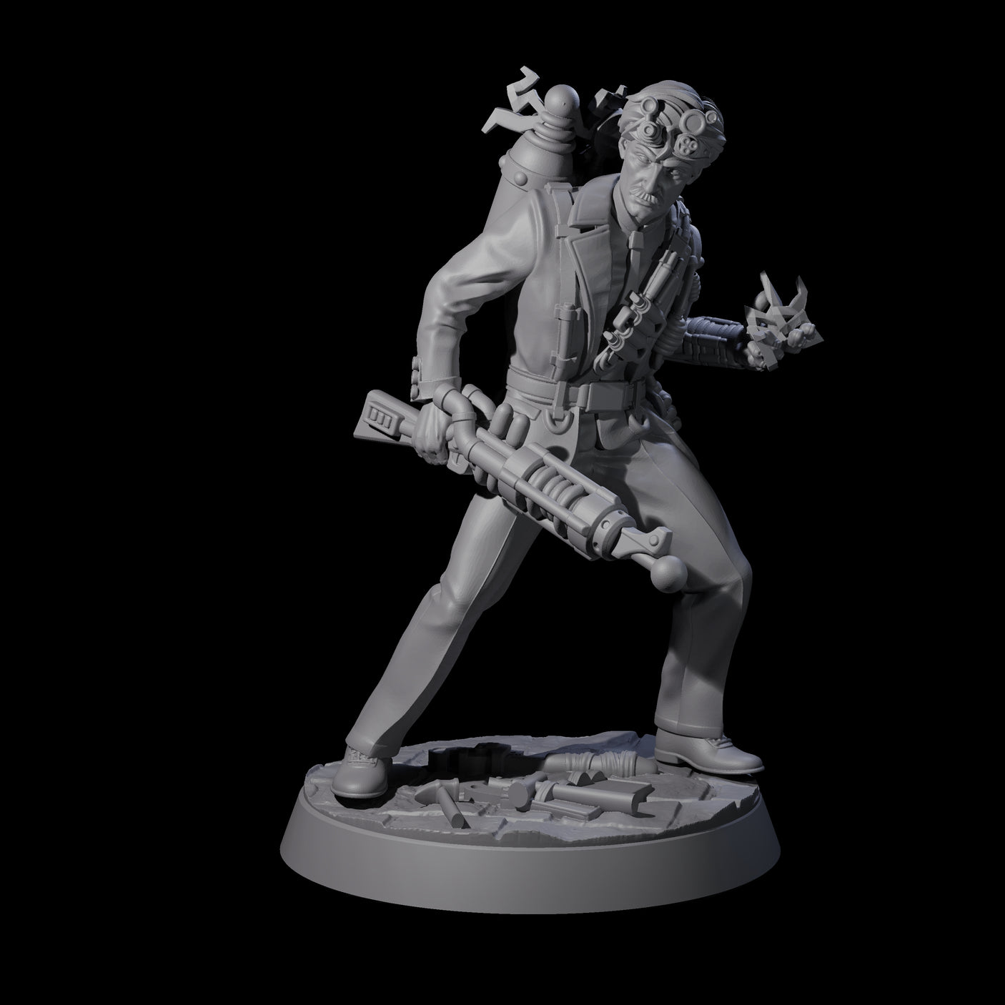 Tesla Backpacked Human Inventor Miniature for Dungeons and Dragons, Pathfinder or other TTRPGs