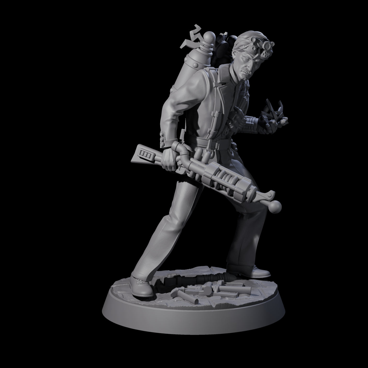 Tesla Backpacked Human Inventor Miniature for Dungeons and Dragons, Pathfinder or other TTRPGs