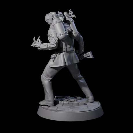 Tesla Backpacked Human Inventor Miniature for Dungeons and Dragons, Pathfinder or other TTRPGs