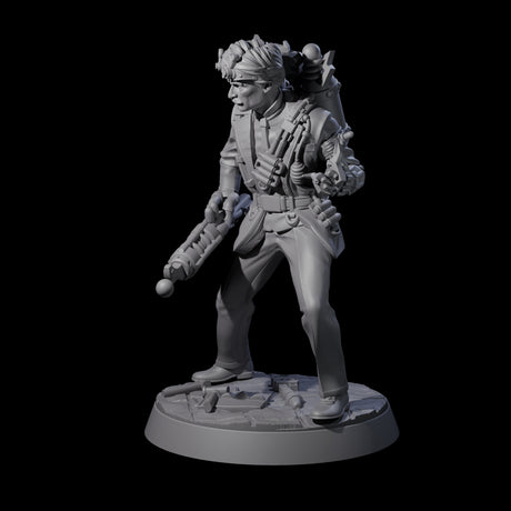 Tesla Backpacked Human Inventor Miniature for Dungeons and Dragons, Pathfinder or other TTRPGs