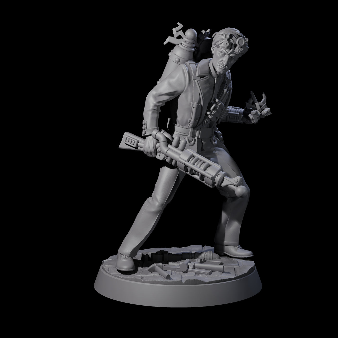 Tesla Backpacked Human Inventor Miniature for Dungeons and Dragons, Pathfinder or other TTRPGs