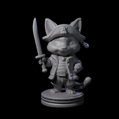 The Cute Pirate Kitty Crew Miniature for Dungeons and Dragons, Pathfinder or other TTRPGs