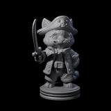 The Cute Pirate Kitty Crew Miniature for Dungeons and Dragons, Pathfinder or other TTRPGs