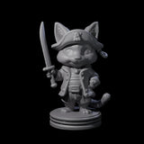 The Cute Pirate Kitty Crew Miniature for Dungeons and Dragons, Pathfinder or other TTRPGs