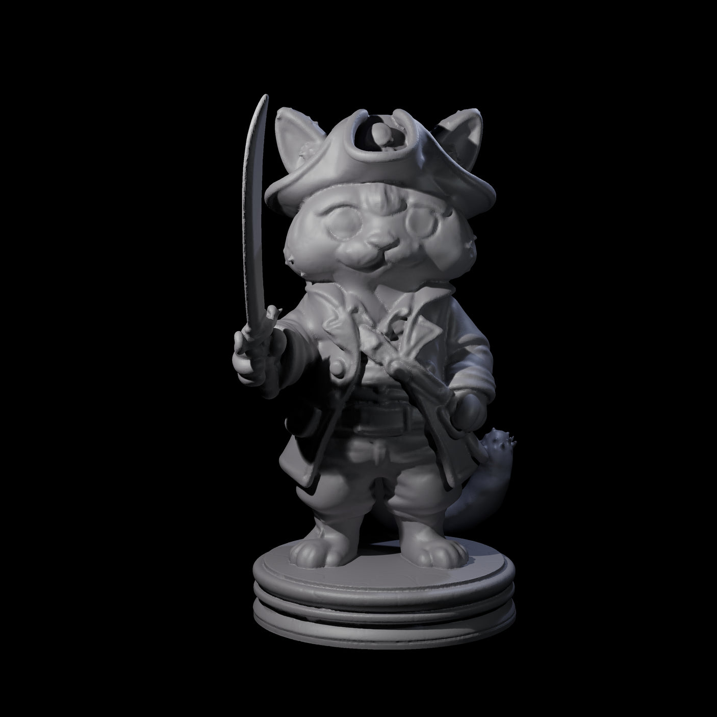 The Cute Pirate Kitty Crew Miniature for Dungeons and Dragons, Pathfinder or other TTRPGs