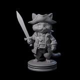 The Cute Pirate Kitty Crew Miniature for Dungeons and Dragons, Pathfinder or other TTRPGs