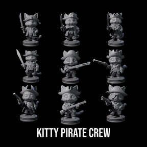 The Cute Pirate Kitty Crew Miniature for Dungeons and Dragons, Pathfinder or other TTRPGs