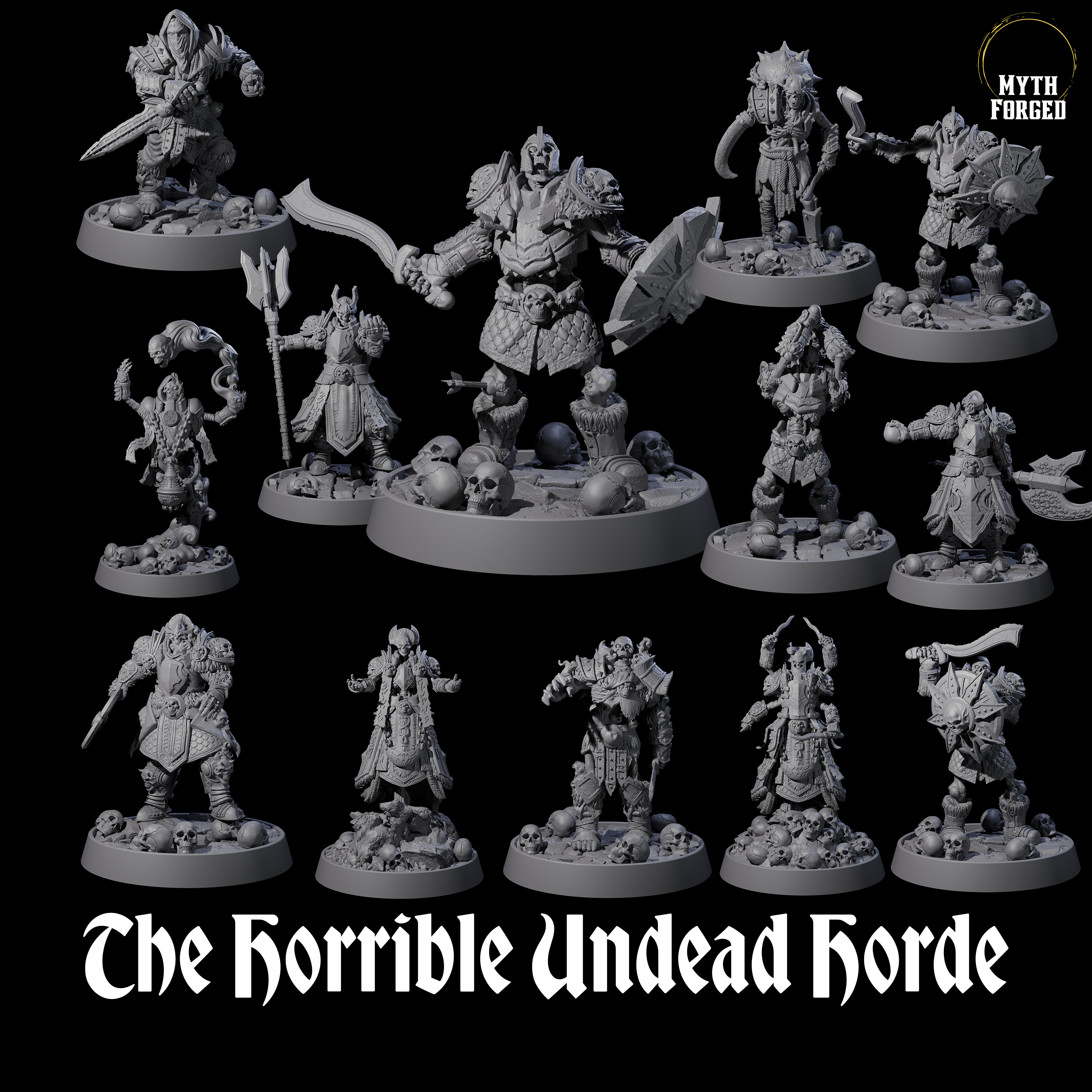 The Horrible Undead Horde Miniature for Dungeons and Dragons, Pathfinder or other TTRPGs