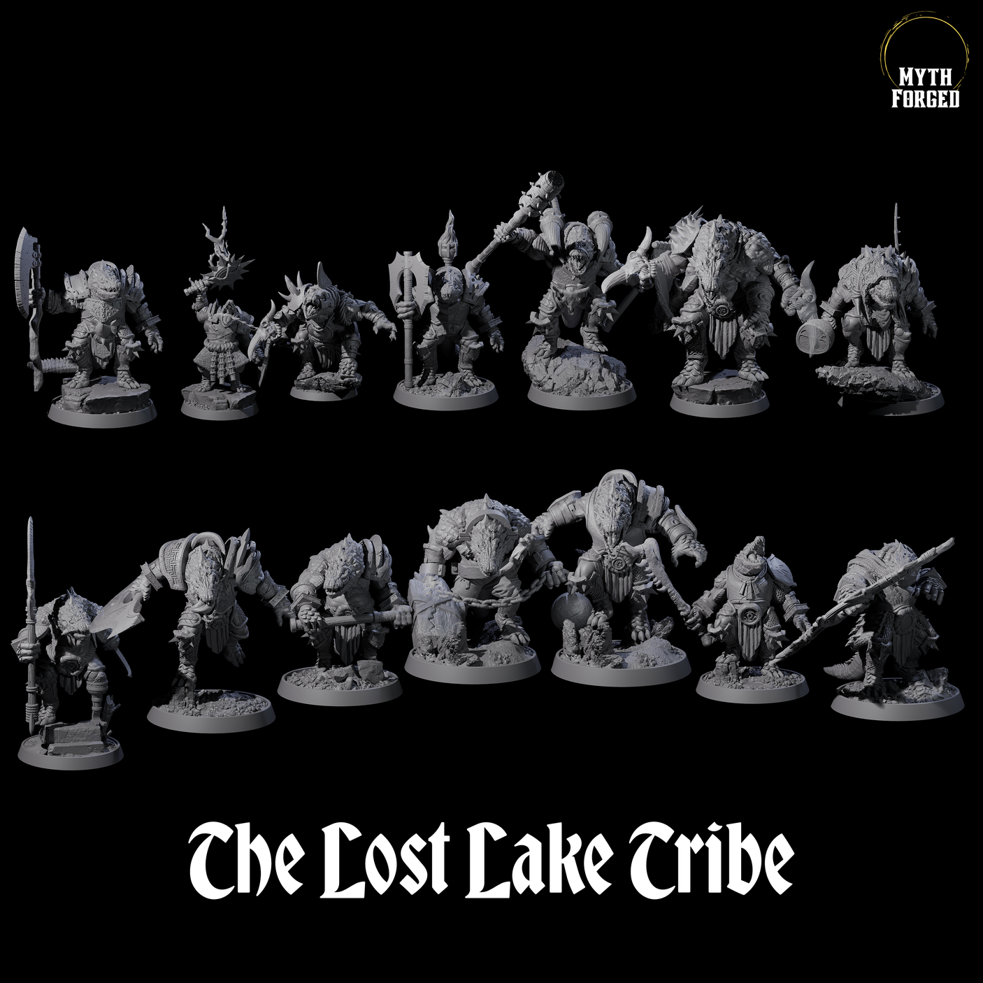 The Lost Lake Crocodilian Lizardfolk Tribe Miniature for Dungeons and Dragons, Pathfinder or other TTRPGs