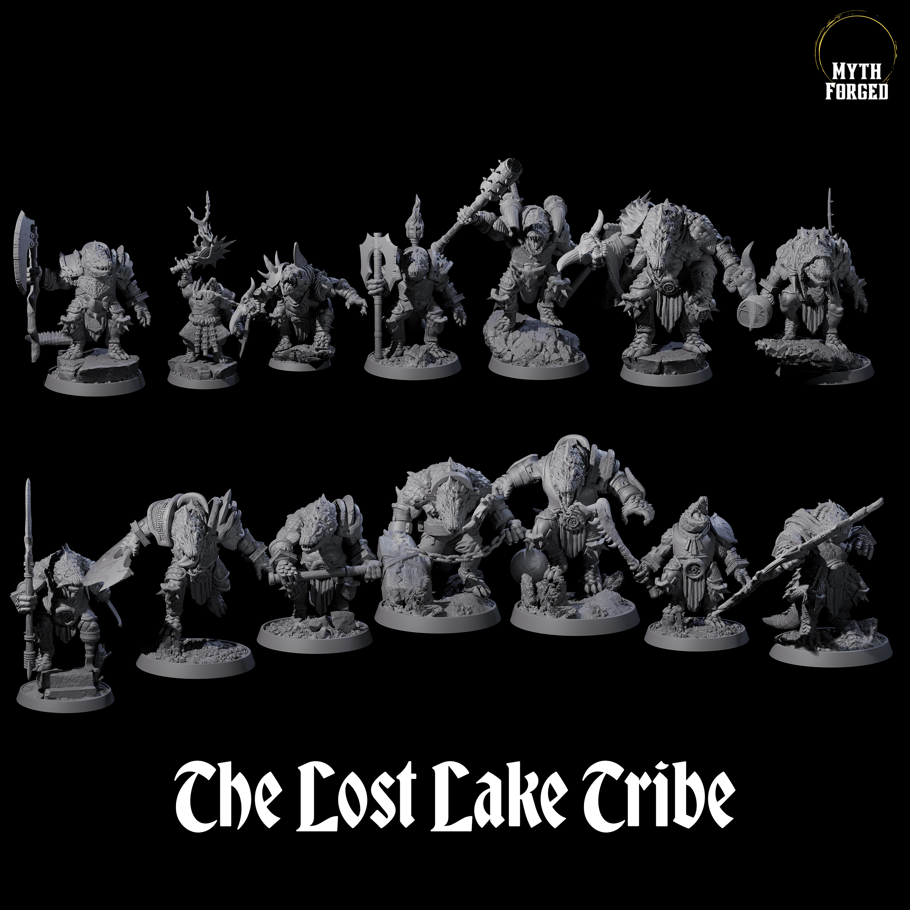 The Lost Lake Crocodilian Lizardfolk Tribe Miniature for Dungeons and Dragons, Pathfinder or other TTRPGs