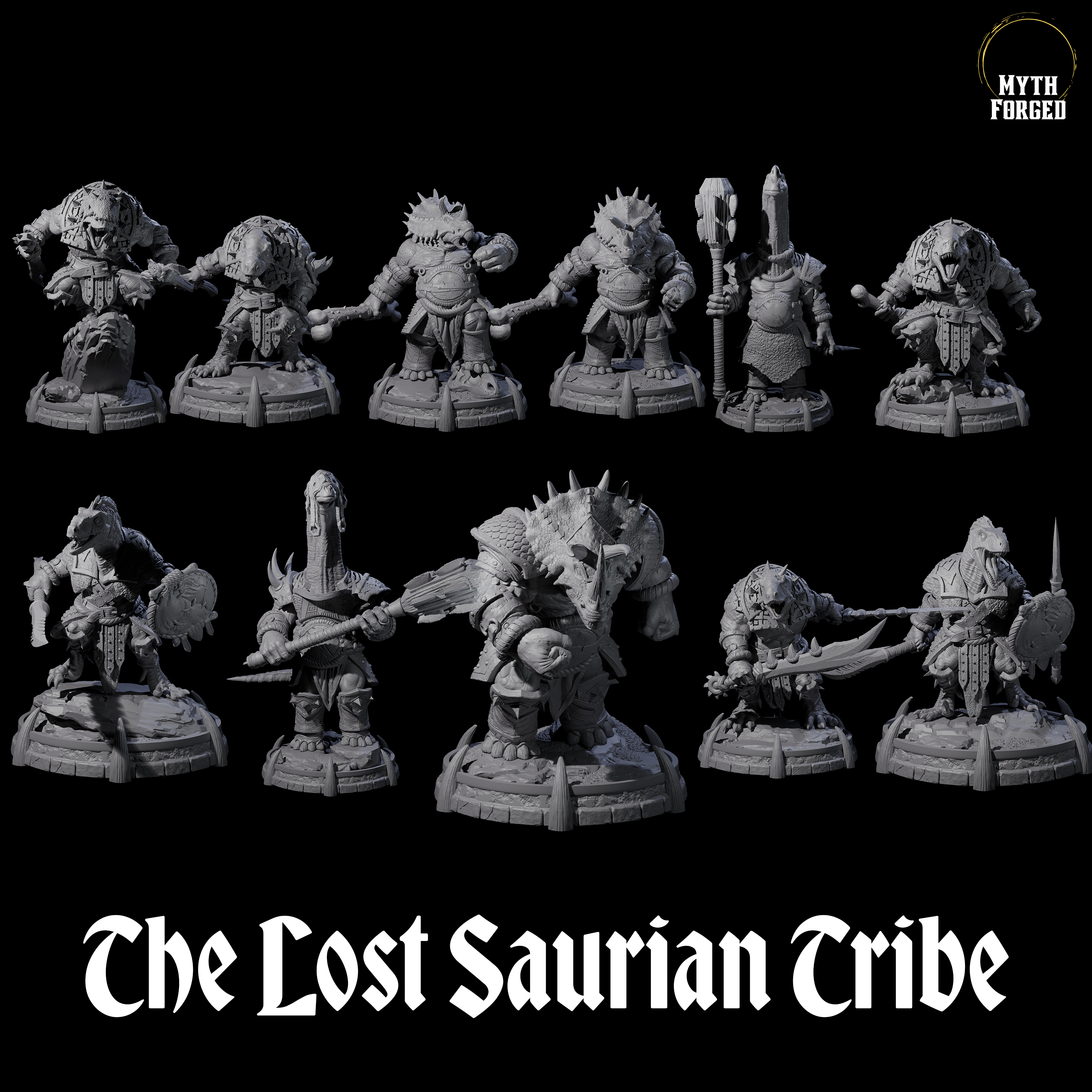 The Lost Saurian Tribe Miniature for Dungeons and Dragons, Pathfinder or other TTRPGs