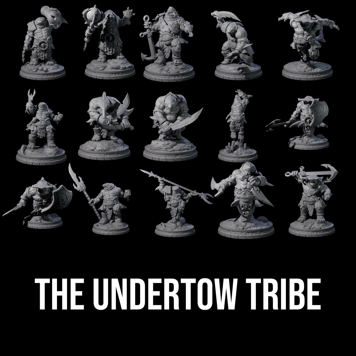 The Undertow Tribe - 15 Sharkin Miniature for Dungeons and Dragons, Pathfinder or other TTRPGs