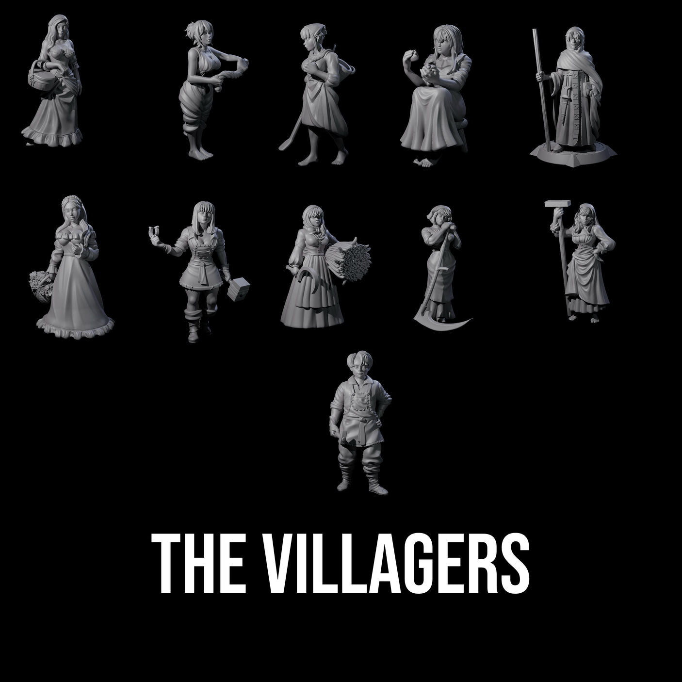 The Villagers Miniature for Dungeons and Dragons, Pathfinder or other TTRPGs