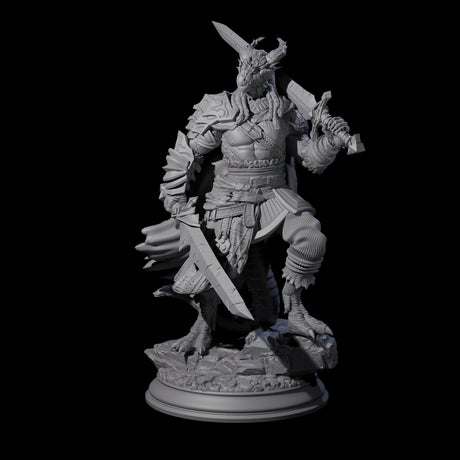 Thick Swords Dragonborn Fighter Miniature for Dungeons and Dragons, Pathfinder or other TTRPGs