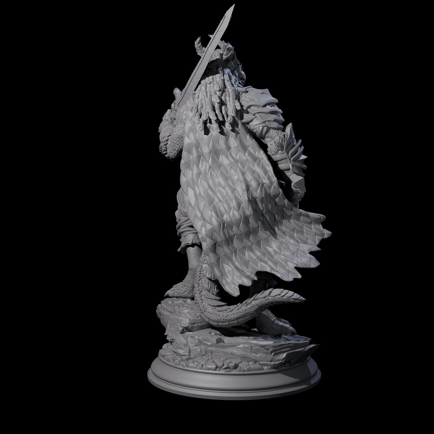 Thick Swords Dragonborn Fighter Miniature for Dungeons and Dragons, Pathfinder or other TTRPGs